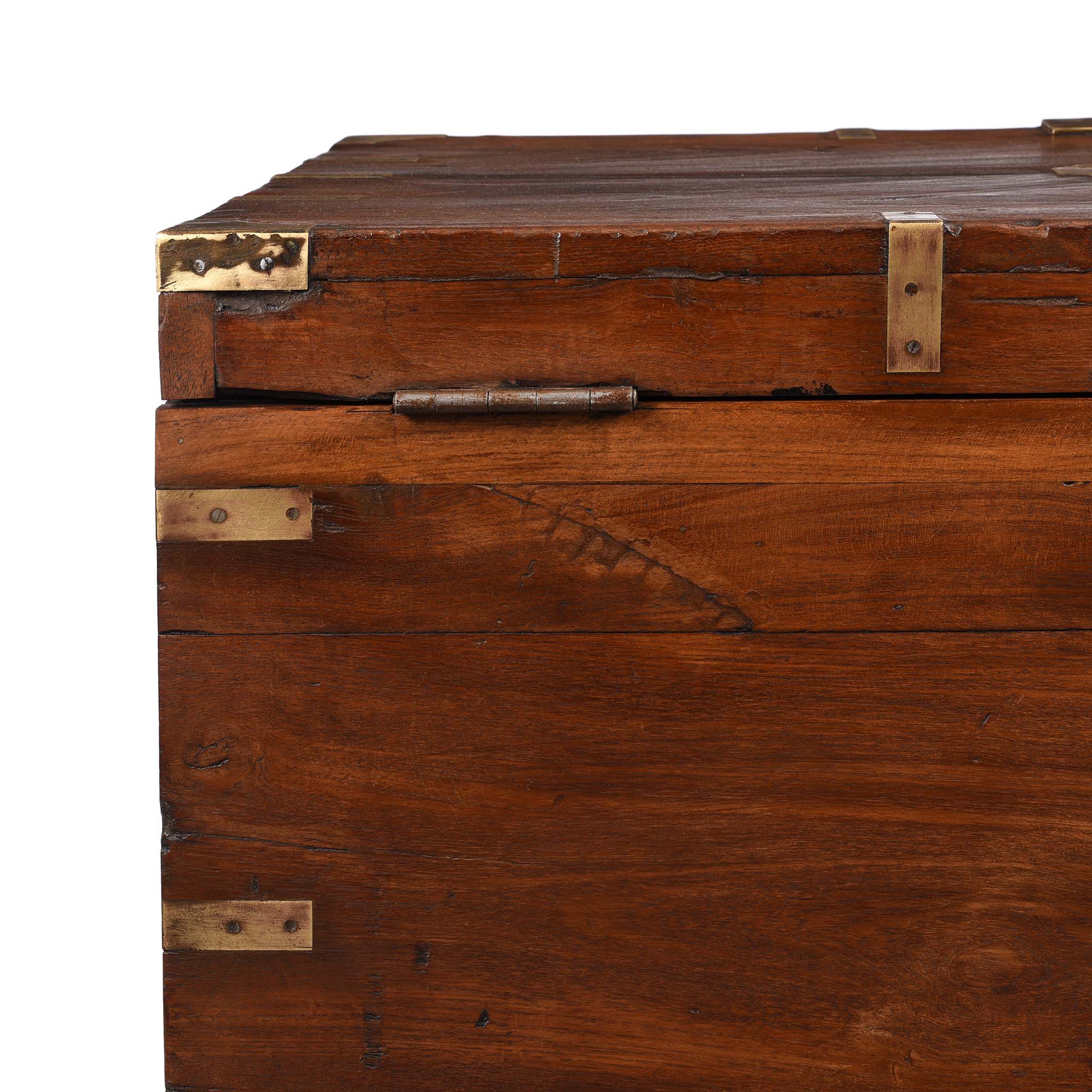 Reverse Detail From Brass Bound Teak Military Chest From Rajasthan  -19thC | Indigo Antiques