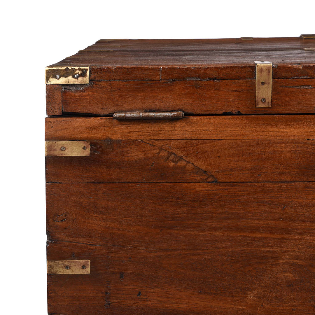Reverse Detail From Brass Bound Teak Military Chest From Rajasthan  -19thC | Indigo Antiques