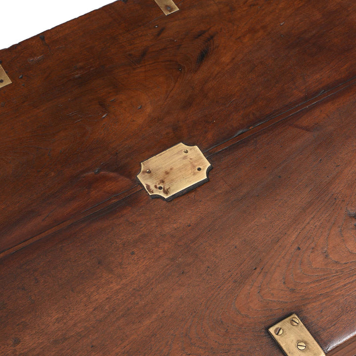 Top Of Brass Bound Teak Military Chest From Rajasthan  -19thC | Indigo Antiques