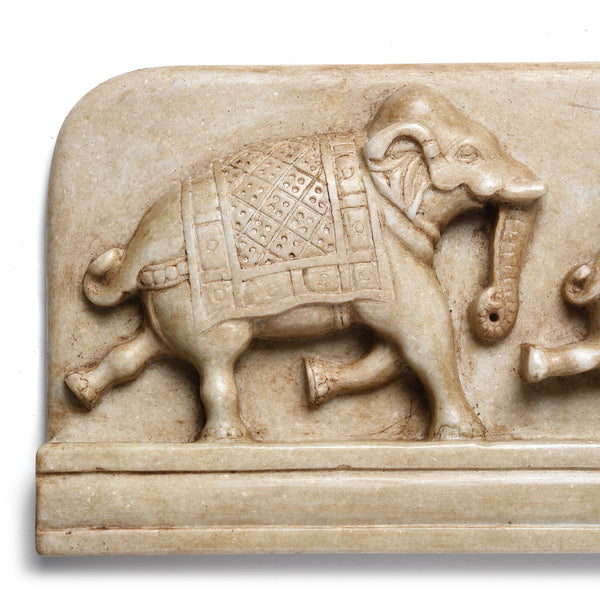White Marble Elephant Panel - Mughal Style