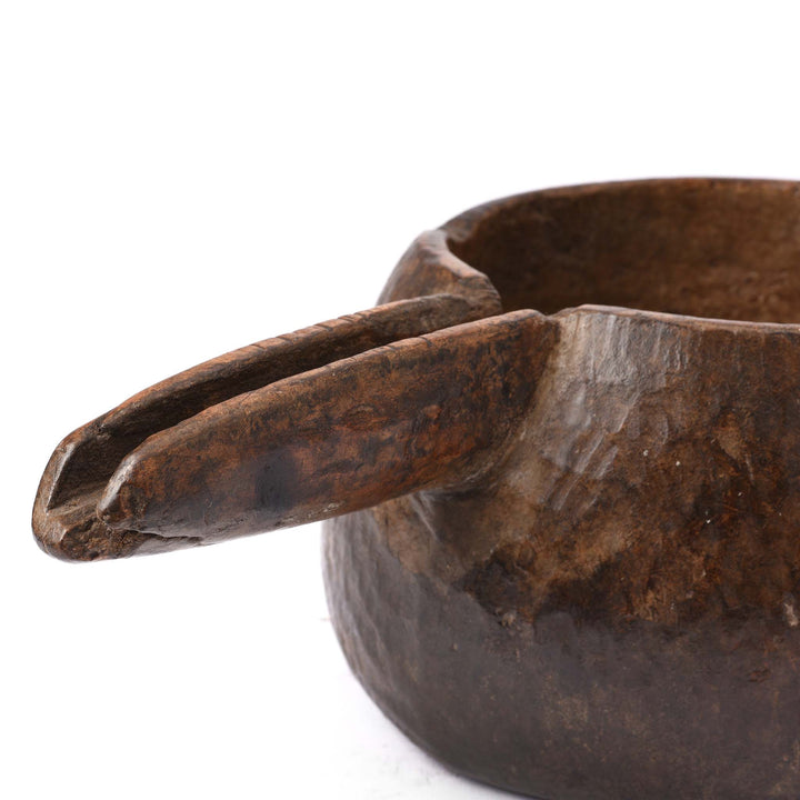 Detail From Vintage Wooden Milk Pot From Himachal Pradesh - 70 Yrs Old | Indigo Antiques