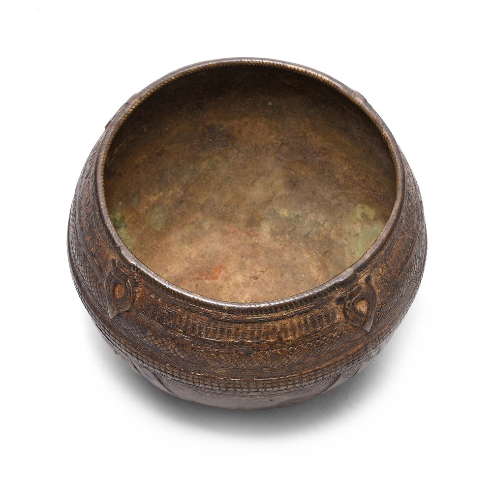 Top Down View Of Indian Brass Rice Measure From Orissa - Early 20thC | Indigo Antiques