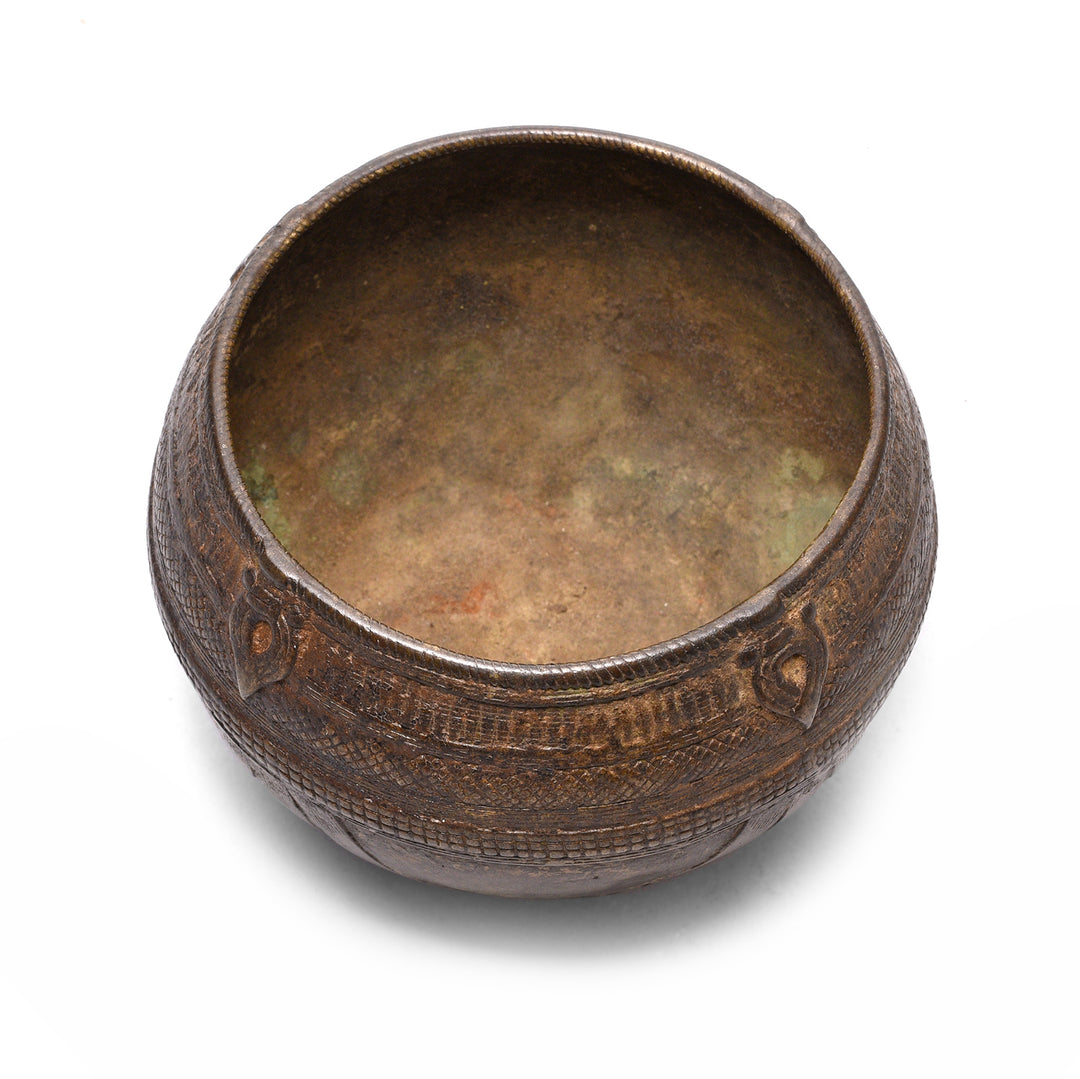 Top Down View Of Indian Brass Rice Measure From Orissa - Early 20thC | Indigo Antiques
