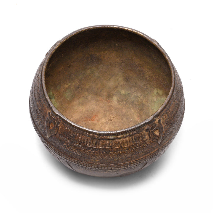 Top Down View Of Indian Brass Rice Measure From Orissa - Early 20thC | Indigo Antiques