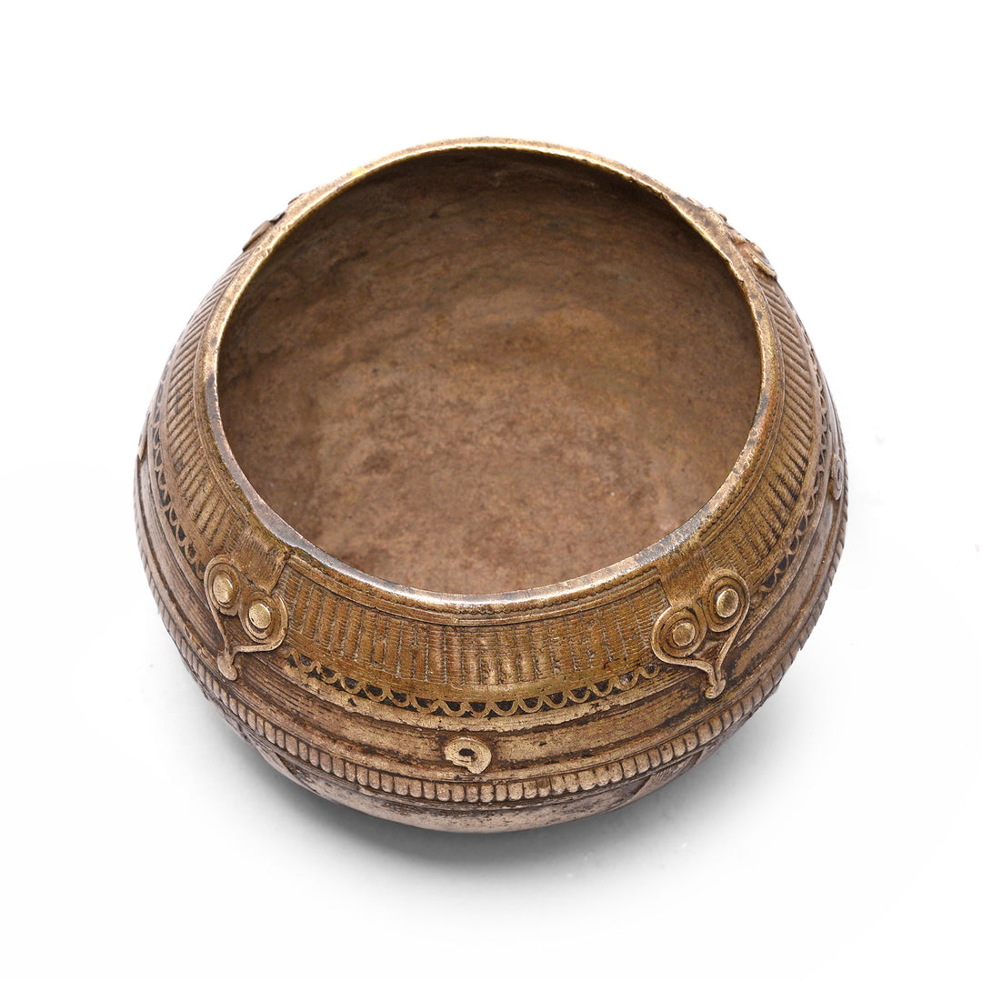 Interior Of Indian Brass Rice Measure From Orissa - Early 20thC | Indigo Antiques