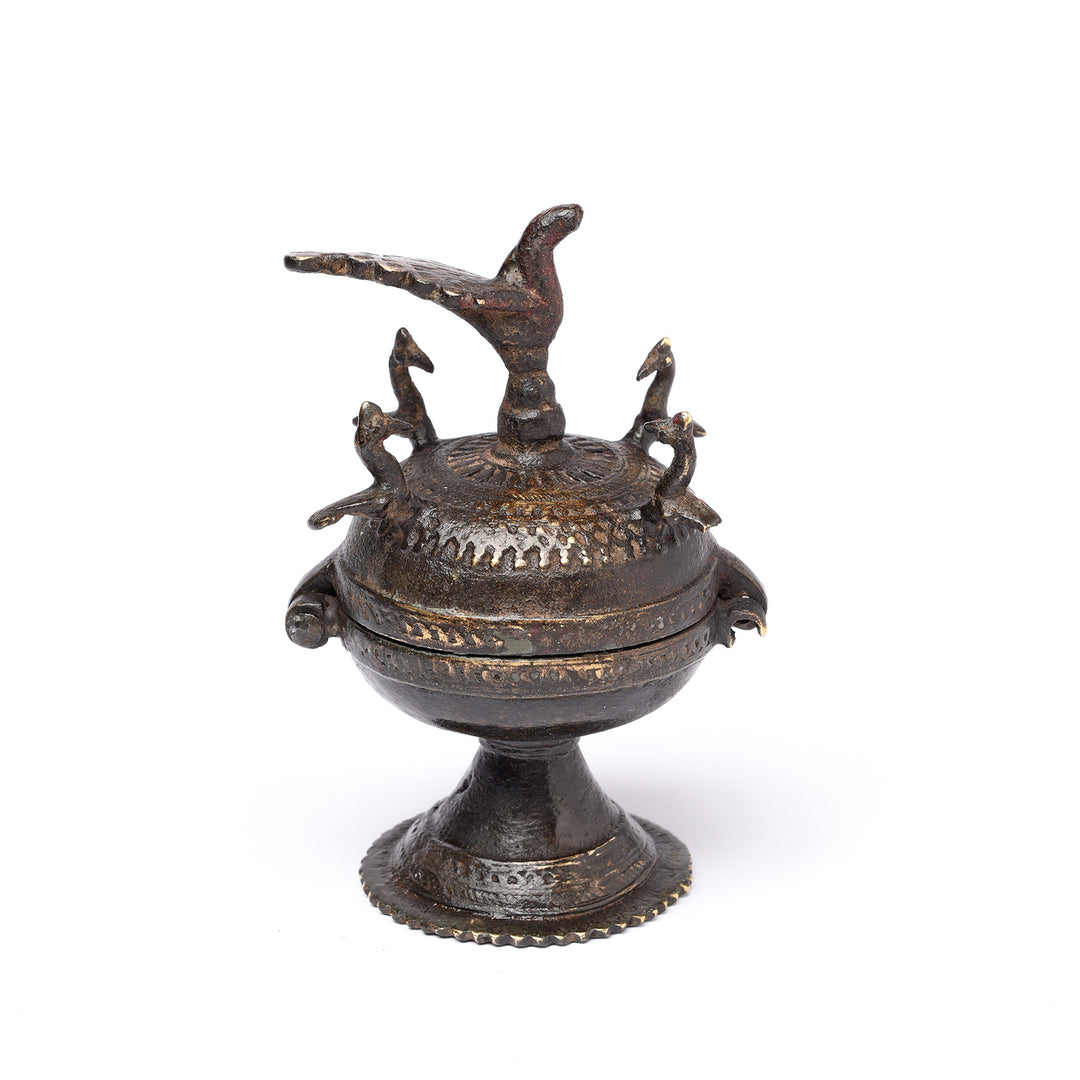 Antique Indian Sindoor Dani KumKum Brass Box From Kerala - Ca 19thC | Indigo Antiques