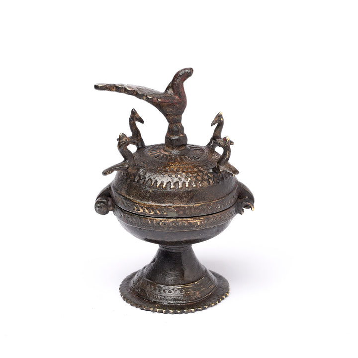 Antique Indian Sindoor Dani KumKum Brass Box From Kerala - Ca 19thC | Indigo Antiques