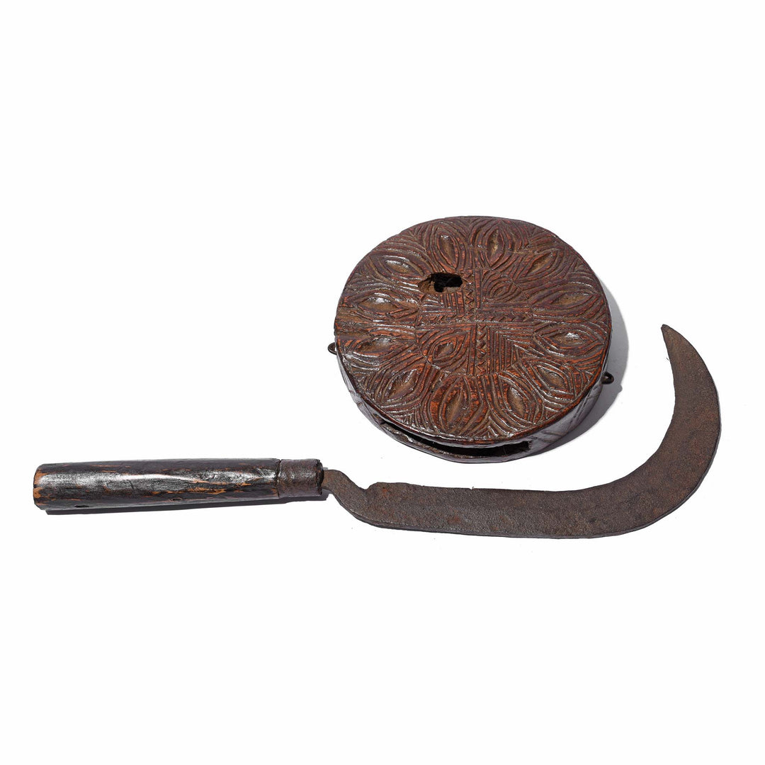 Option 3 Grass Cutters Knife & Teak Sheath Various Designs From Nepal - 19thC | Indigo Antiques