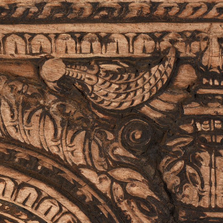 Peacock Detail From Antique Carved Rosewood Window Mirror From Hyderabad - 18thC | Indigo Antiques