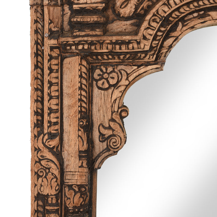 Carving Detail From Antique Carved Rosewood Window Mirror From Hyderabad - 18thC | Indigo Antiques