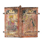 Painted Teak Indian Window Shutter From Gujarat - 19thC