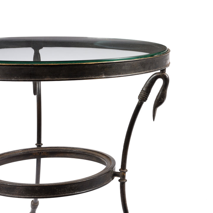 Rim Detail From Round Brass Indian Glass Side Table - Mughal Style - Ca 1920 | Indigo Antiques