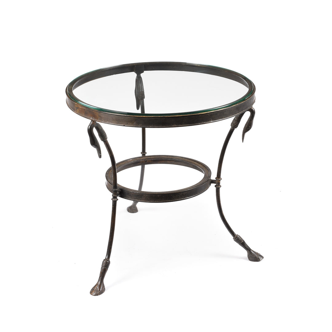 Round Brass Indian Glass Side Table - Mughal Style - Ca 1920 | Indigo Antiques