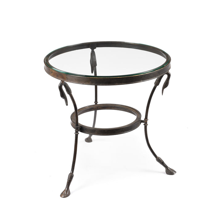 Round Brass Indian Glass Side Table - Mughal Style - Ca 1920 | Indigo Antiques