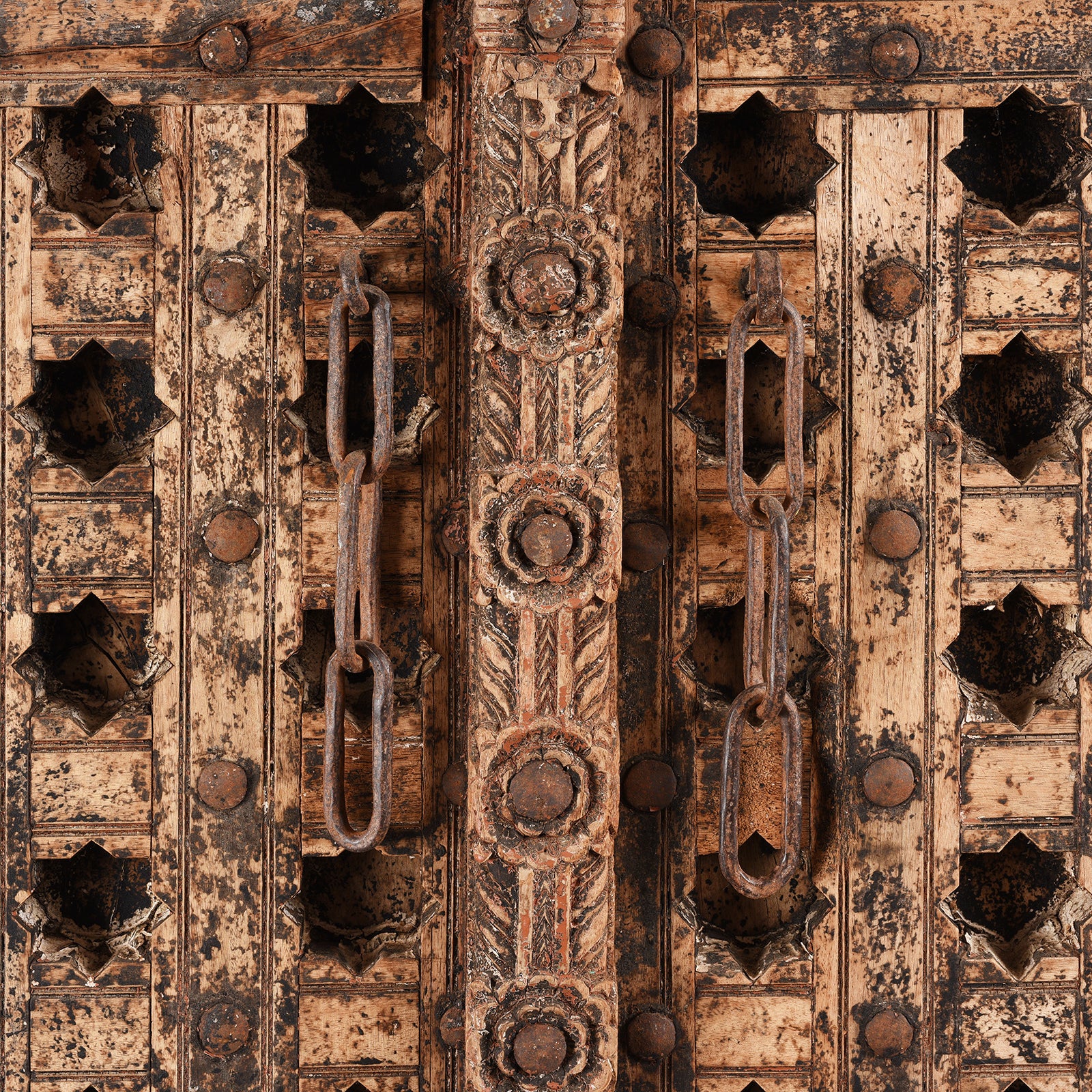 Detail From Antique Mughal Style Carved Indian Door - 18thC | INDIGO ANTIQUES