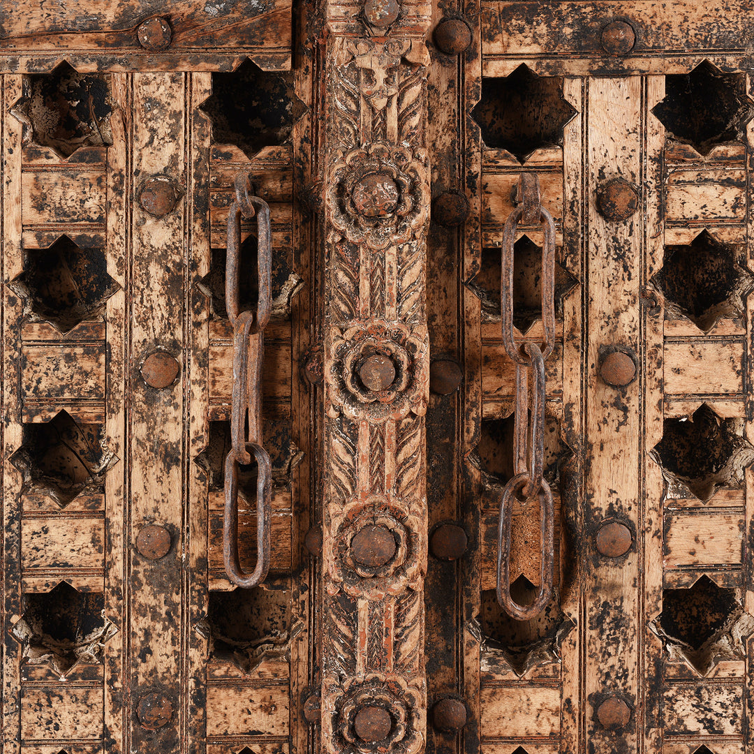 Detail From Antique Mughal Style Carved Indian Door - 18thC | INDIGO ANTIQUES