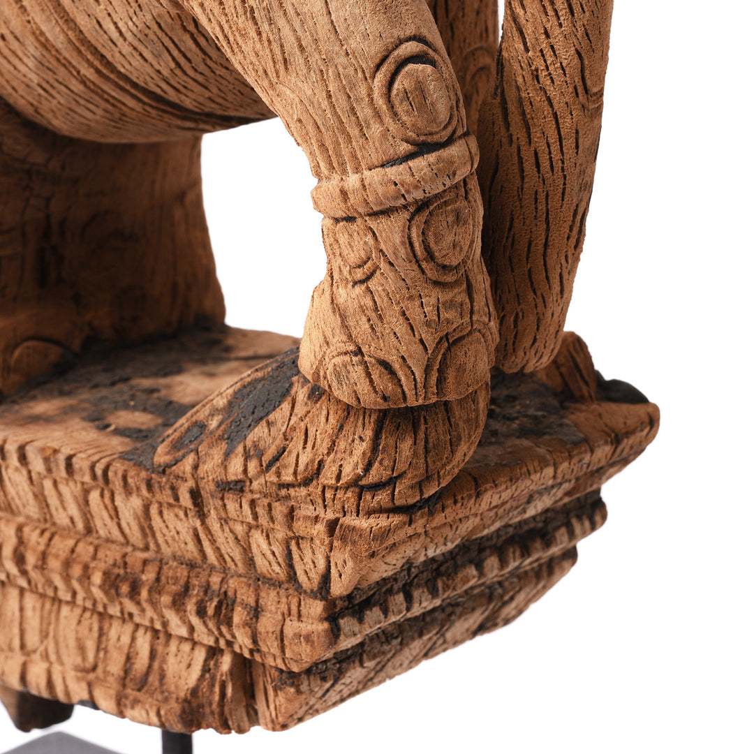 Detail From Antique Carved Teak Elephant Corbel From Maharashtra - 19th Century | Indigo Antiques