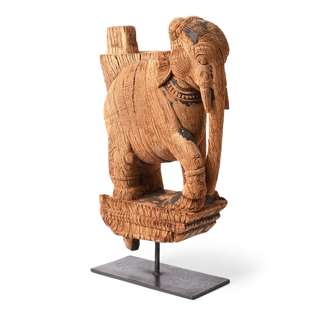 Antique Carved Teak Elephant Corbel From Maharashtra - 19th Century | Indigo Antiques