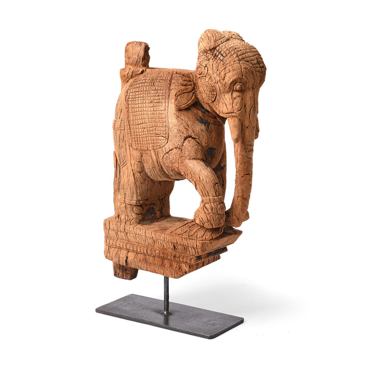 Antique Carved Teak Elephant Corbel From Maharashtra - 19th Century | Indigo Antiques