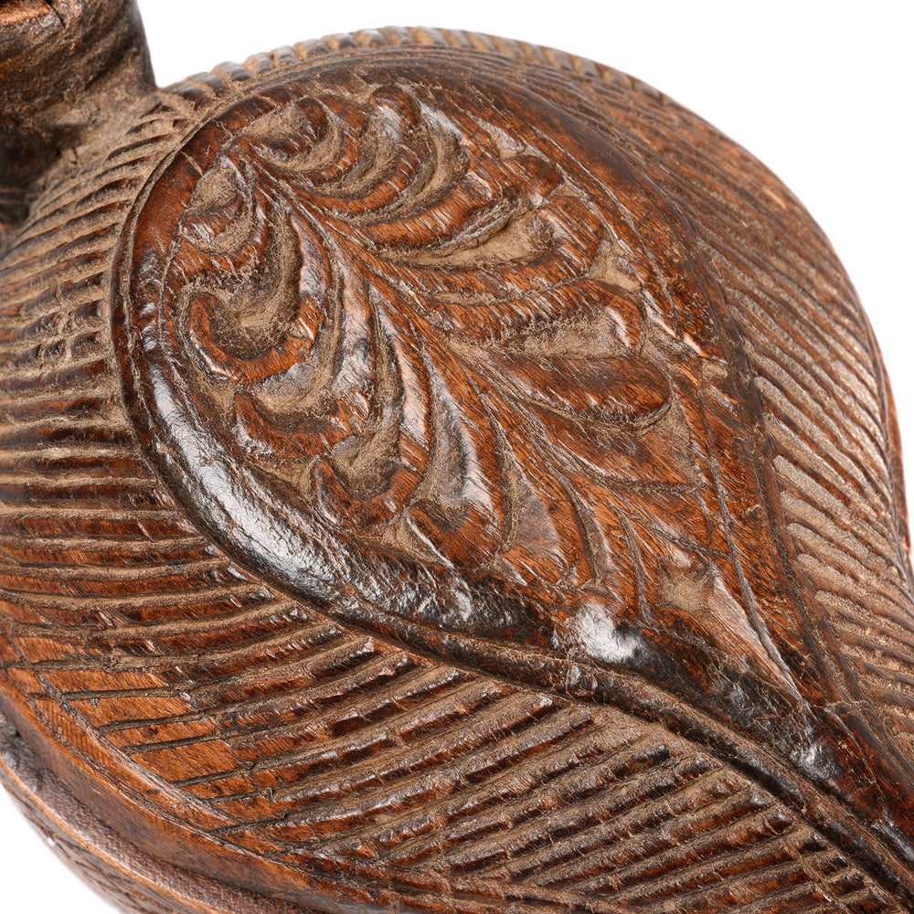 Carving Detail From Antique Carved Teakwood Tikka Box From Banswara - 19th Century | Indigo Antiques