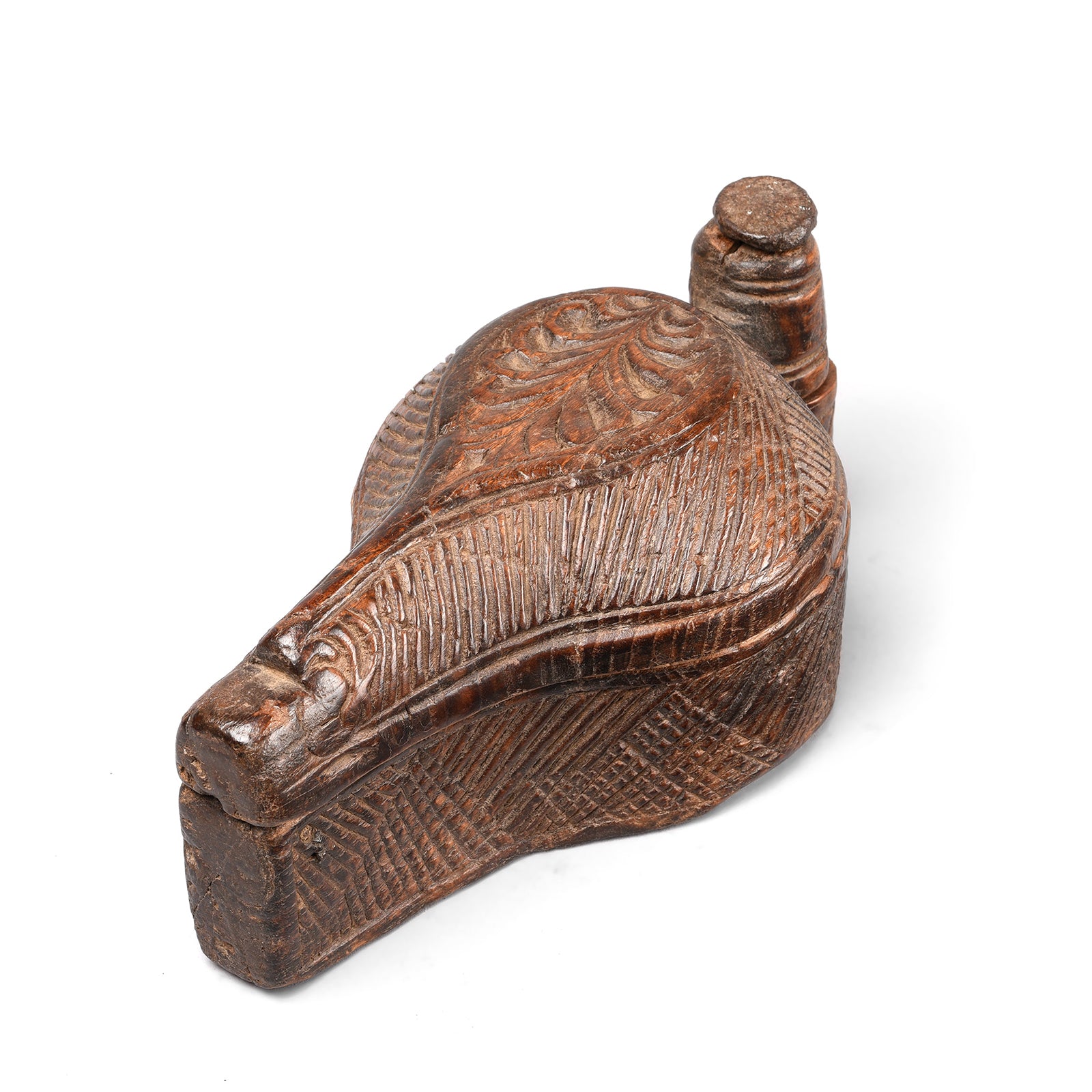 Antique Carved Teakwood Tikka Box From Banswara - 19th Century | Indigo Antiques