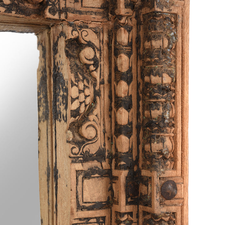 Carving Detail From Indian Mirror Made From An Old Teak Door - 19thC | Indigo Antiques