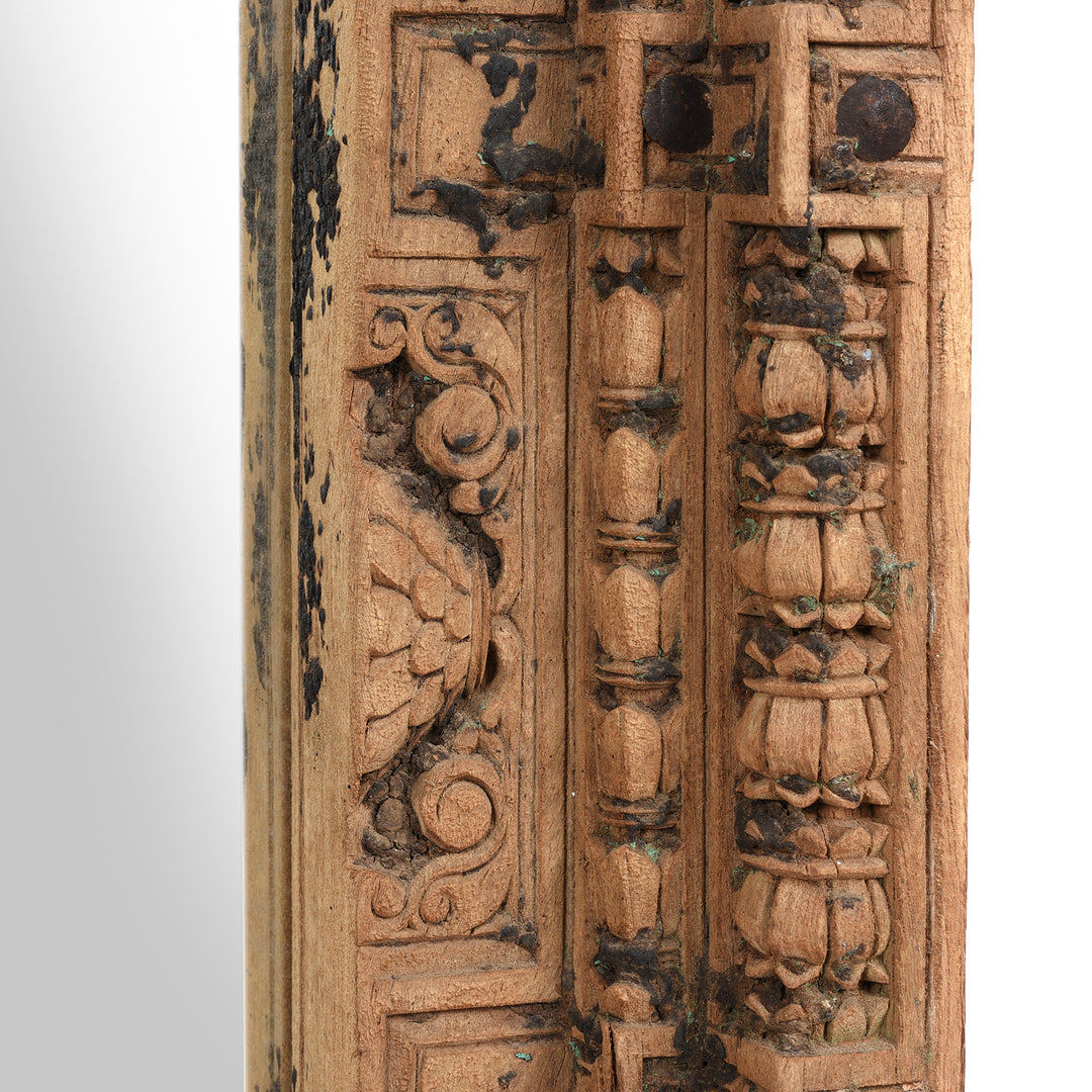 Carving Detail From Indian Mirror Made From An Old Teak Door - 19thC | Indigo Antiques