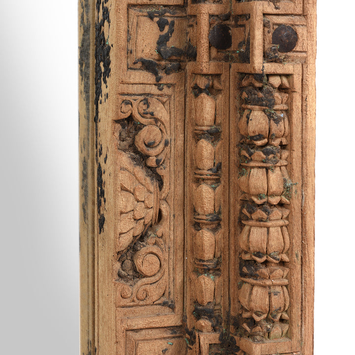 Carving Detail From Indian Mirror Made From An Old Teak Door - 19thC | Indigo Antiques