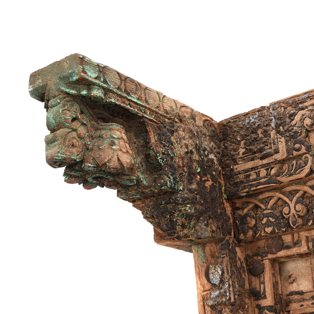 Carving Detail From Indian Mirror Made From An Old Teak Door - 19thC | Indigo Antiques