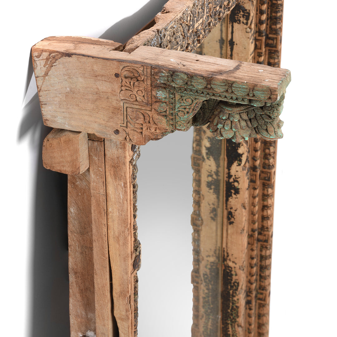 Depth Detail From Indian Mirror Made From An Old Teak Door - 19thC | Indigo Antiques