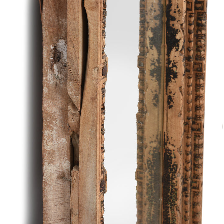 Depth Detail From Indian Mirror Made From An Old Teak Door - 19thC | Indigo Antiques