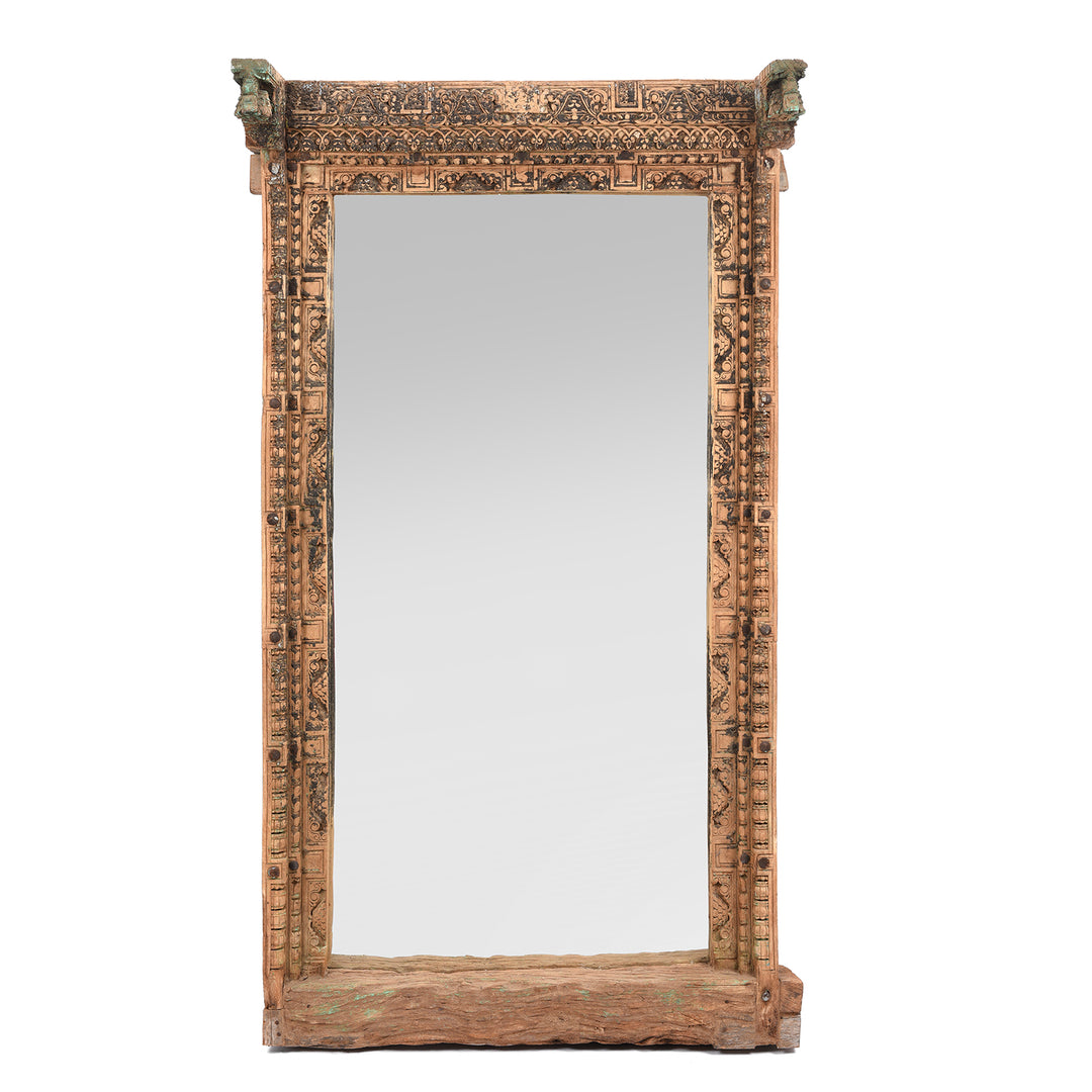 Indian Mirror Made From An Old Teak Door - 19thC | Indigo Antiques