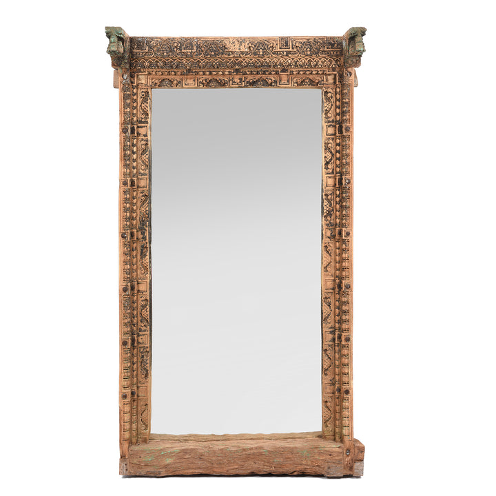 Indian Mirror Made From An Old Teak Door - 19thC | Indigo Antiques