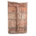 Carved Floral Painted Teak Window Shutter From Gujarat - 19thC