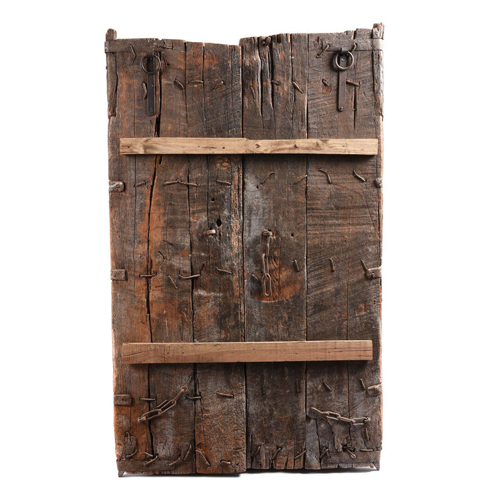 Reverse Of Carved Floral Painted Teak Door From Gujarat 19thC | Indigo Antiques
