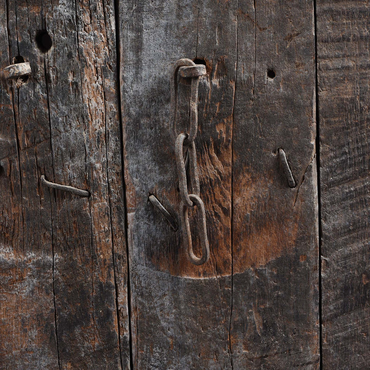 Detail From Carved Floral Painted Teak Door From Gujarat 19thC | Indigo Antiques