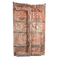 Carved Floral Painted Teak Window Shutter From Gujarat - 19thC
