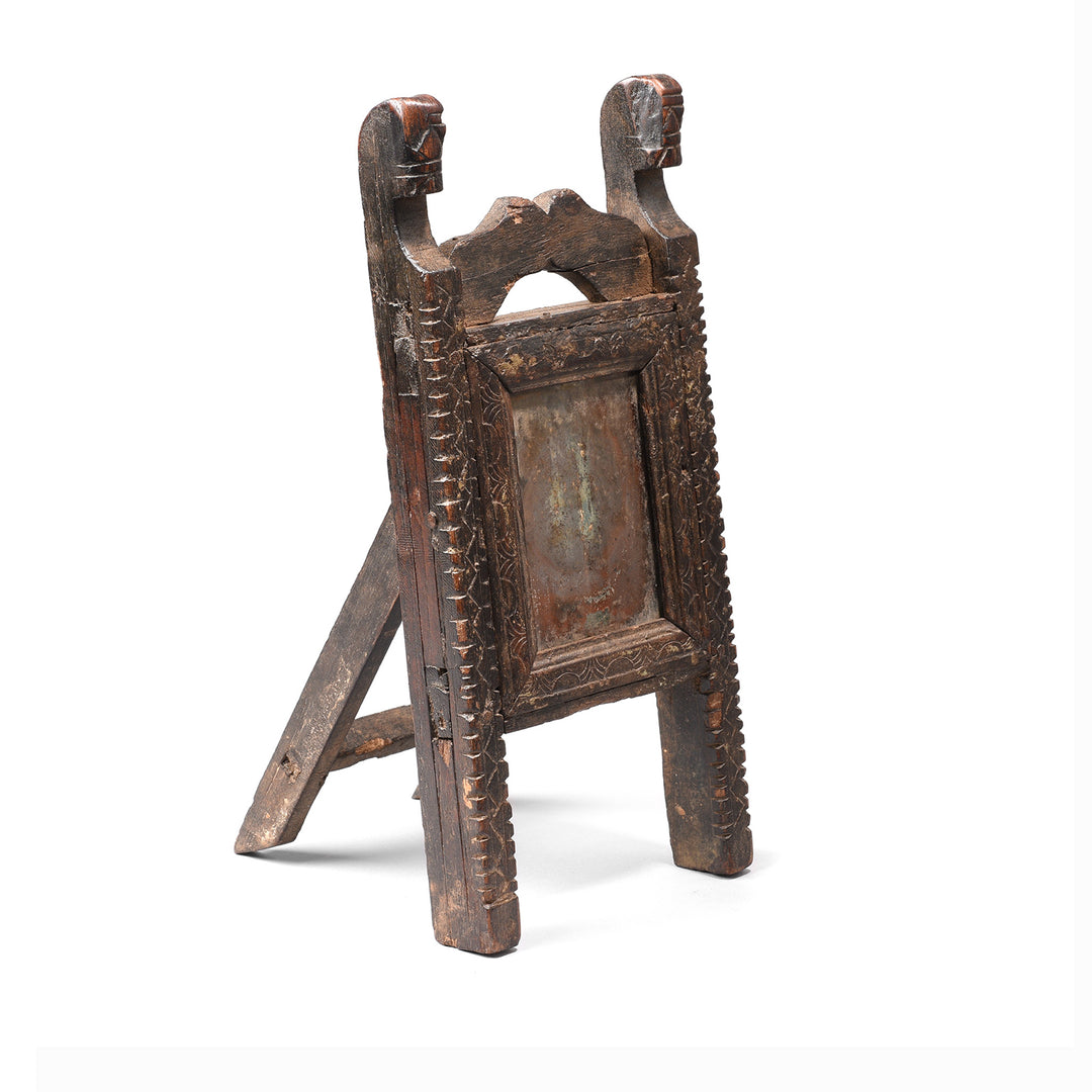 Carved Teak Indian Tribal Mirror From Banswara - Ca 1920 | Indigo Antiques
