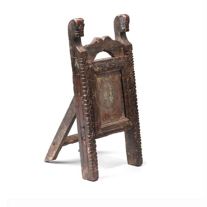Carved Teak Indian Tribal Mirror From Banswara - Ca 1920 | Indigo Antiques
