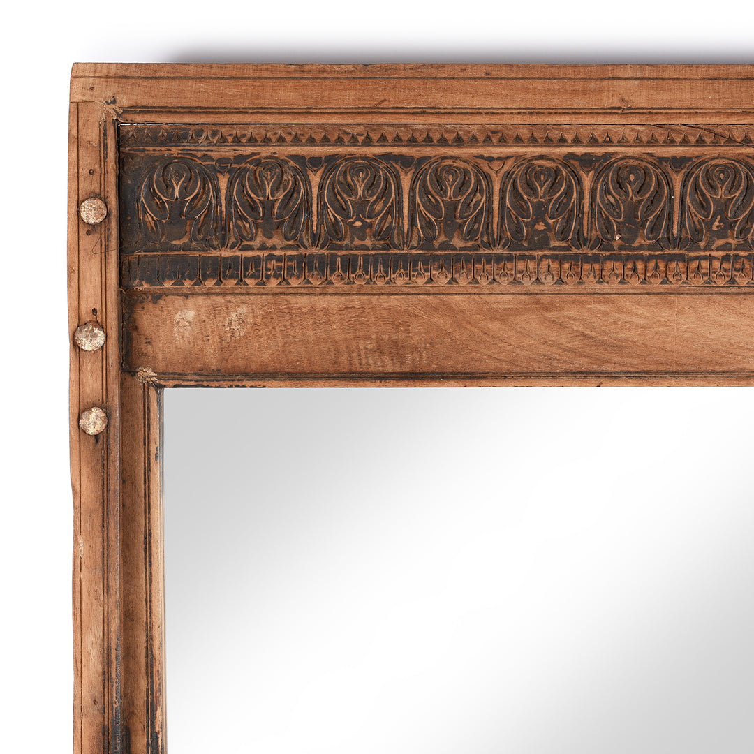 Corner Detail From Antique Mirror Made From An Old Teak Window From Bikaner - 19thC | Indigo Antiques