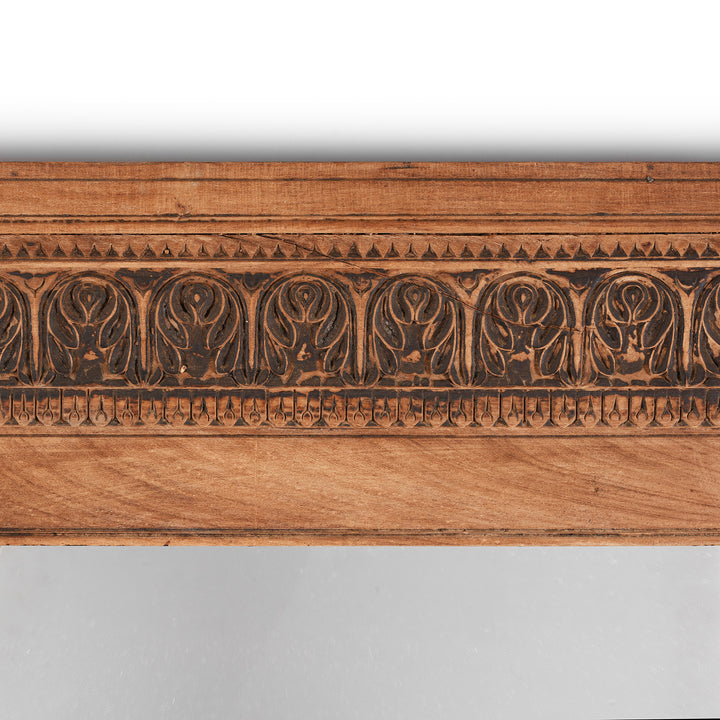 Carving Detail From Antique Mirror Made From An Old Teak Window From Bikaner - 19thC | Indigo Antiques