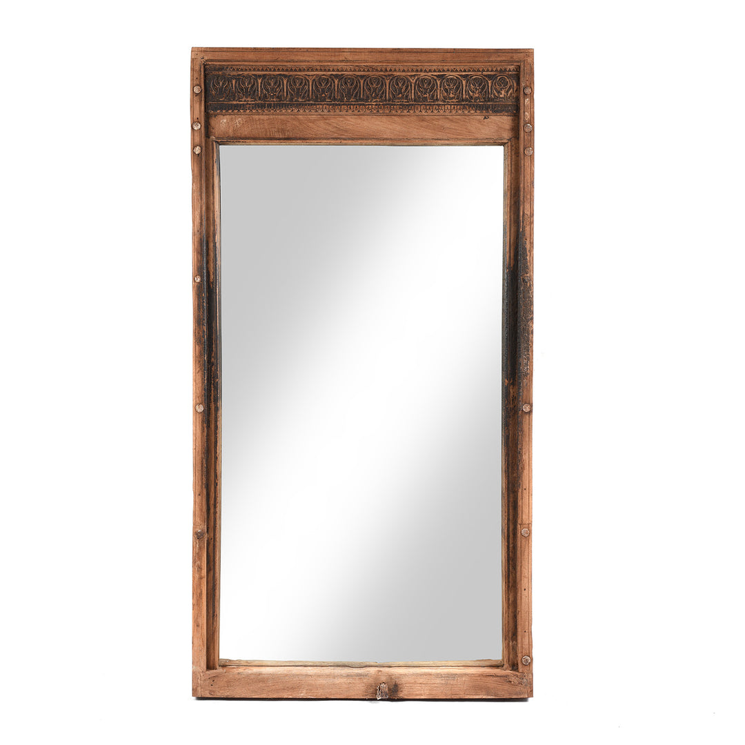 Antique Mirror Made From An Old Teak Window From Bikaner - 19thC | Indigo Antiques