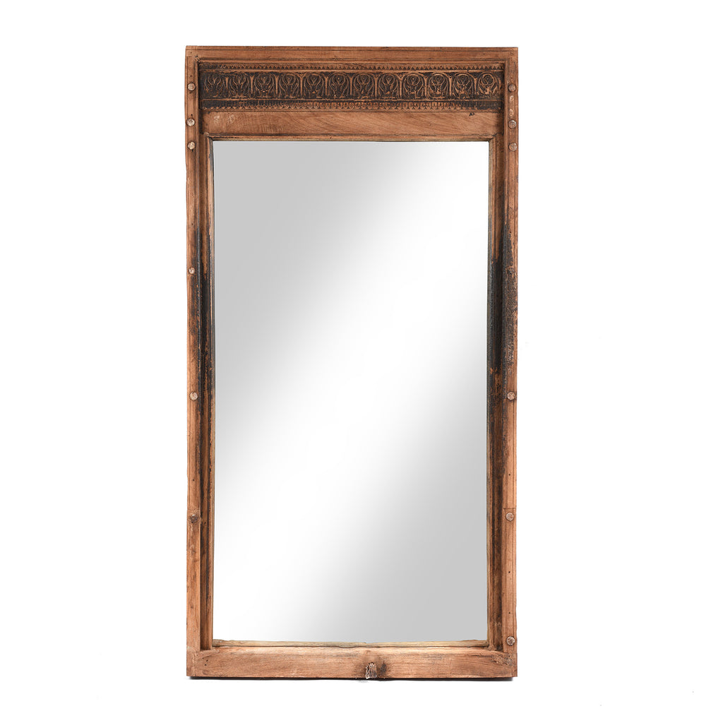 Old Roheda Window Mirror From Bikaner - 19thC (88 x 164cm)