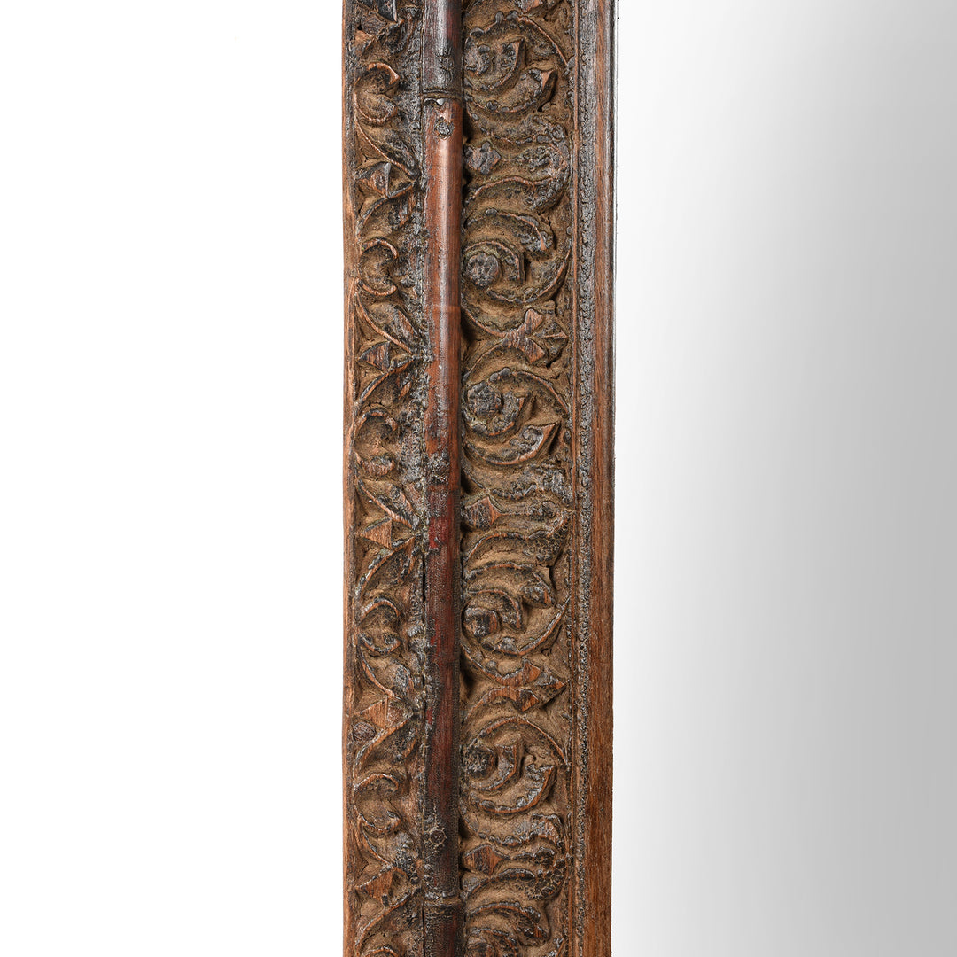 Carving Detail From Indian Mirror Made From Old Roheda Shekhawati Window - 19thC | Indigo Antiques