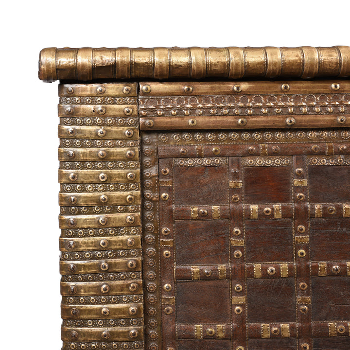 Corner Detail From Brass Bound Indian "Pithara" Chest From Gujarat - 19thC | Indigo Antiques