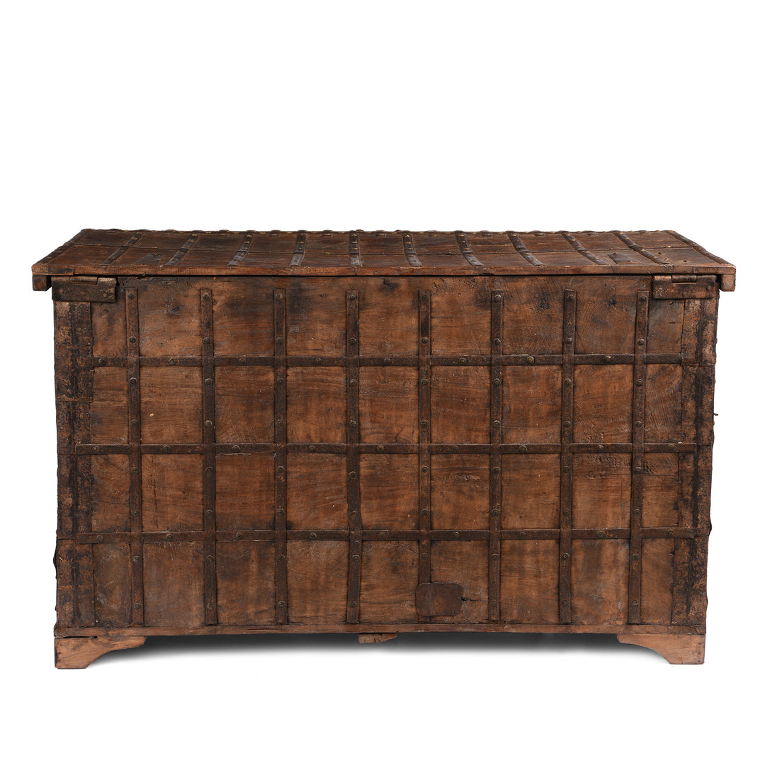 Reverse Of Brass Bound Indian "Pithara" Chest From Gujarat - 19thC | Indigo Antiques