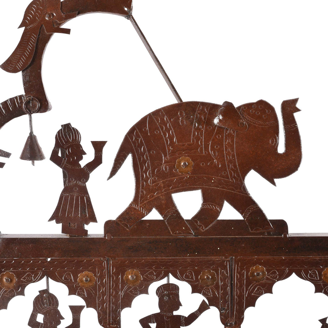 Elephant Detail From Indian Tribal "Toran" Diwali Lamp | Indigo Antiques