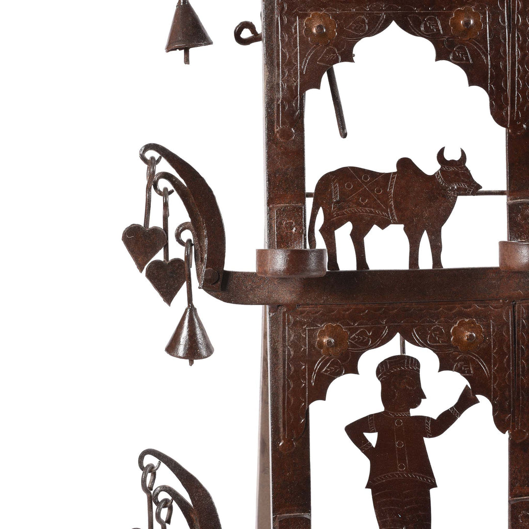 Bell & Hearts Detail From Indian Tribal "Toran" Diwali Lamp | Indigo Antiques