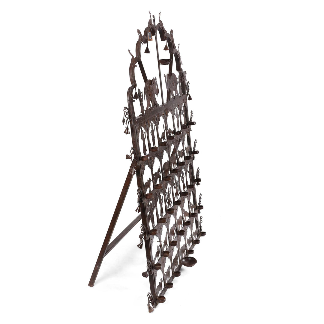 Angled View Of Indian Tribal "Toran" Diwali Lamp | Indigo Antiques