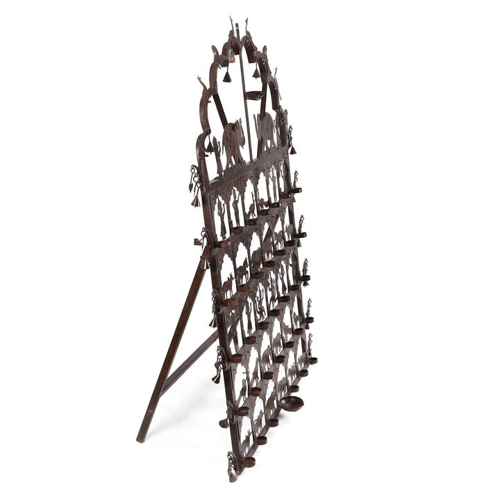 Angled View Of Indian Tribal "Toran" Diwali Lamp | Indigo Antiques